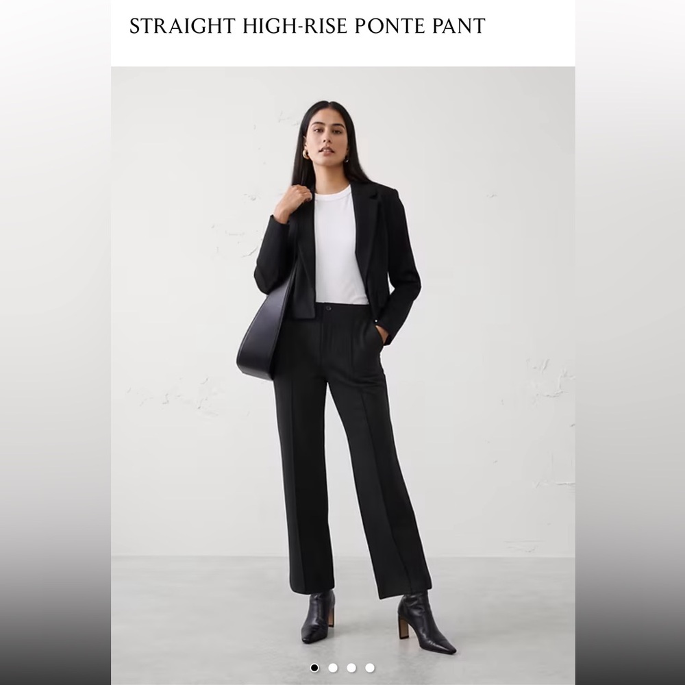 Banana Republic Black Wide-Leg Tailored Trousers
